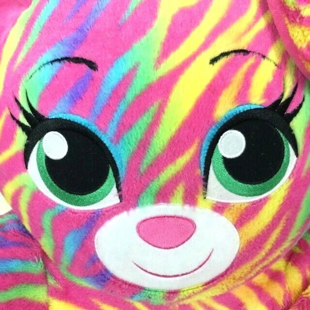 Build-A-Bear - Rainbow Bear - Zebra-Print - Kids Reading Pillow
